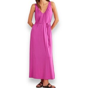 Boden Magenta Sleeveless V-Neck Maxi Dress